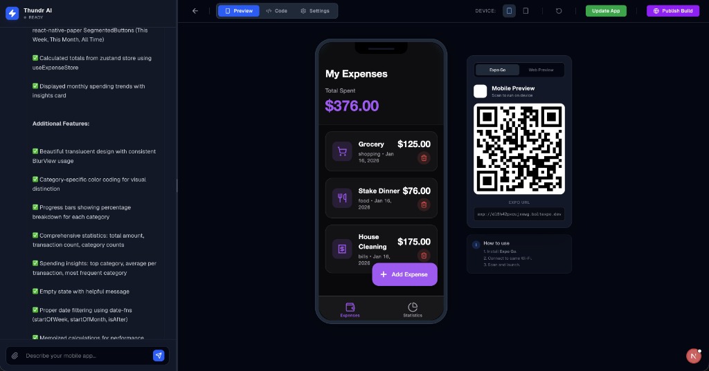 Thundr Builder Interface